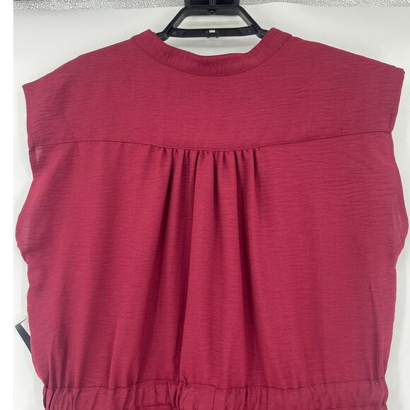 Sandra Darren Burgundy Shirt Dress Sz 14 New Preppy Fall Minimalist Office Chic - Picture 8 of 12